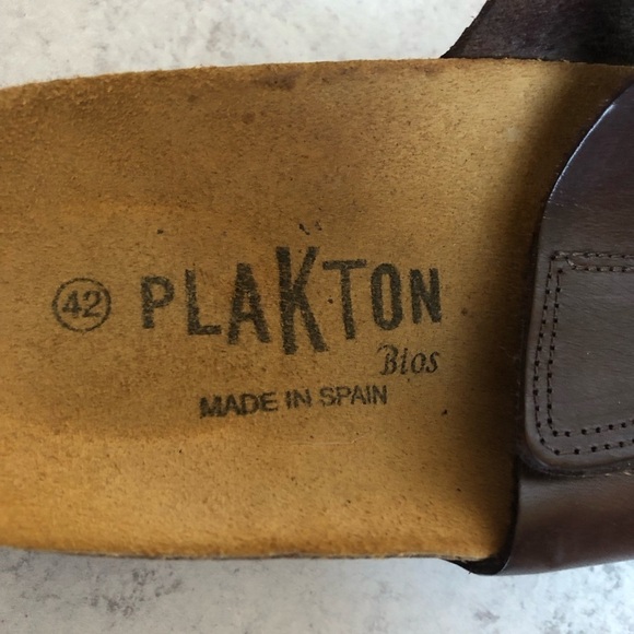 Plakton Mens Brown Leather Slide Sandals Spain Size EU 42 - Picture 3 of 7
